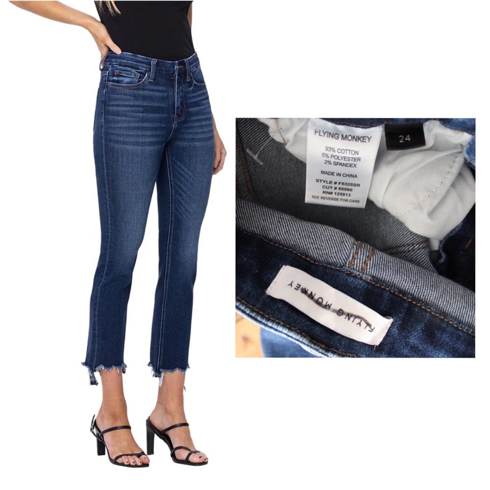 Flying Monkey NWOT High Rise Cropped Step Hem Slim Straight Jeans 24 00